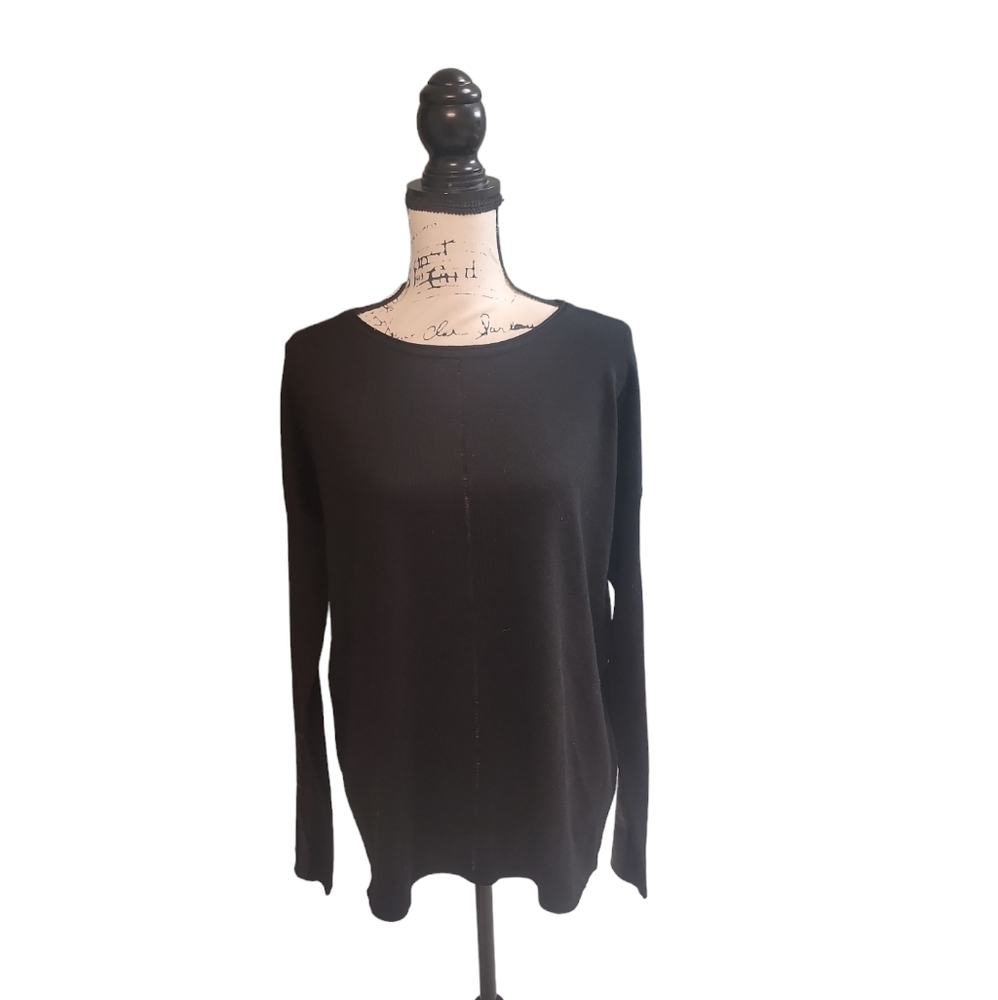 Elliott Lauren Designer Luxury Wool‎ Leather Sleeve Sweater Size Large